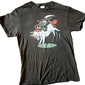 Medium Delta Pro Weight black t-shirt with graphics on front #unicorn